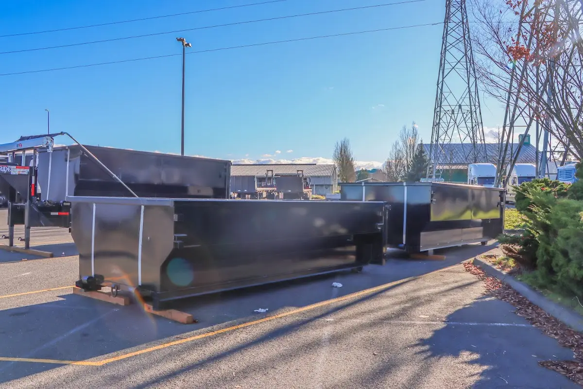 Roll-off dumpster ready for waste disposal at job site for Construction Dumpster Rental in Lake of the Woods